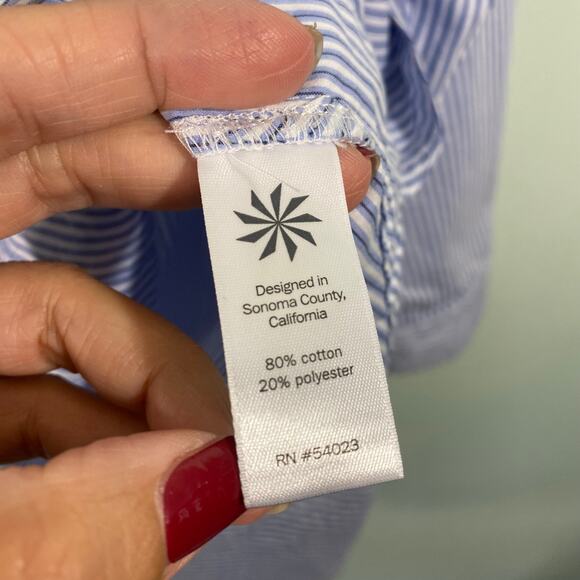 Athleta Women Blue Striped Long Sleeve Button Up Shirt Size XS - Picture 7 of 8